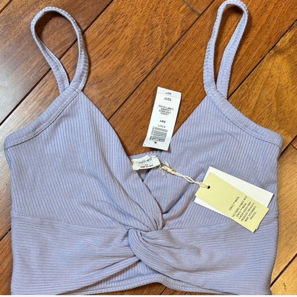 Aritzia Wilfred Lavender Tie Front Crop Top NWT